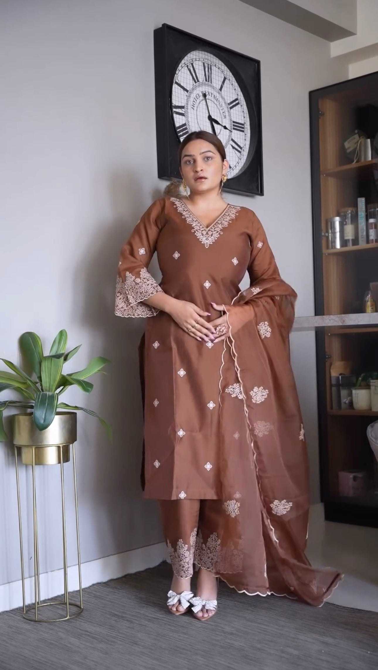 Vichitra Silk  Embroidery Party wear suit